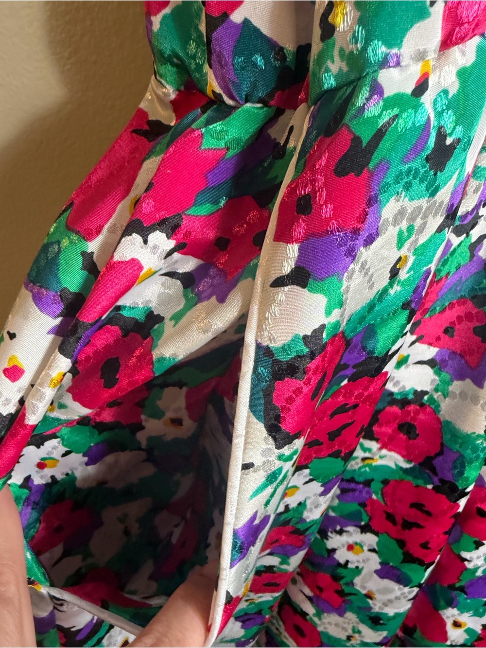 Vintage Appleseed's Floral Midi Dress 16P Pink Teal Rose Buttons Pockets - Picture 6 of 7